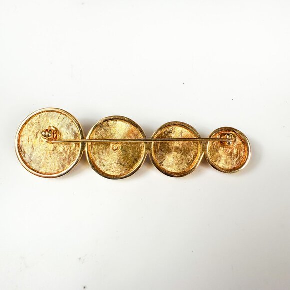 Swarovski Gold Tone Multicolor Crystal Graduated Circle Bar Pin Brooch - Picture 3 of 4